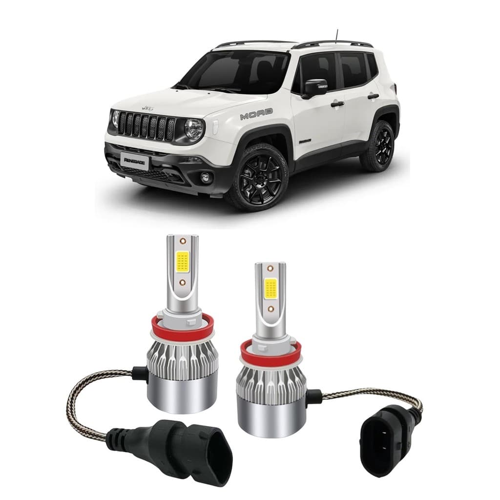 Par Lampada Super LED Farol de Milha Jeep Renegade 2015 2016 2017 6000k H11