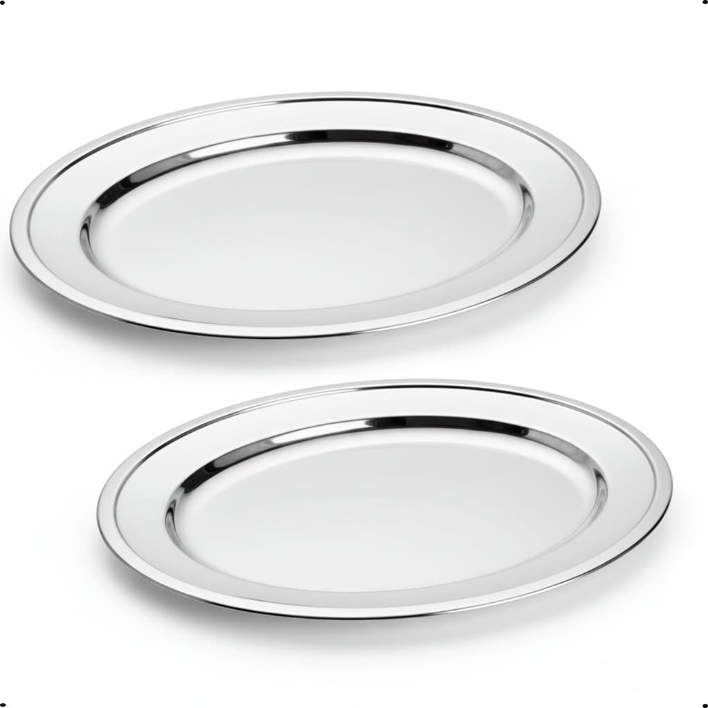 Kit com 2 Travessas Rasa Oval Inox 30cm e 35cm