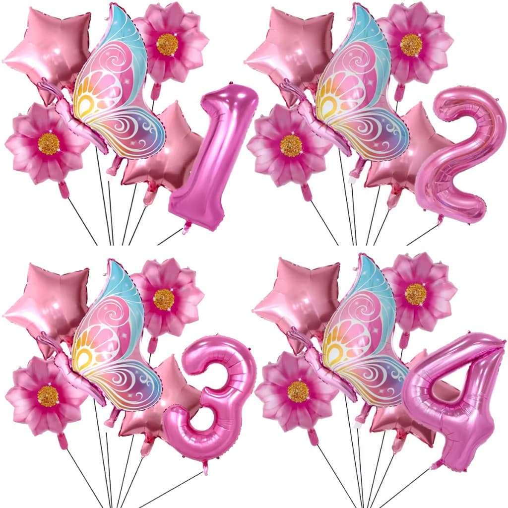 Balão Borboleta Jardim Encantado Número Grande Rosa Metalizado Decoração Festa Flor Primavera Picnic Piquenique