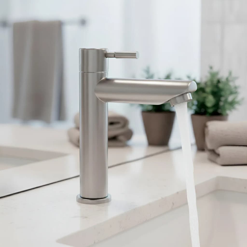 Torneira Para Banheiro De Mesa Bica Baixa 1/4  Aço Prata