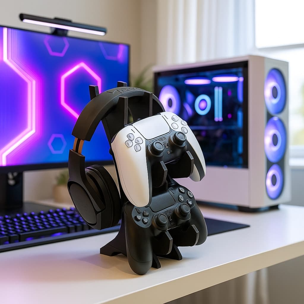 Suporte de controle E headset design moderno para Vídeogame PS4 PS5 Xbox Fones
