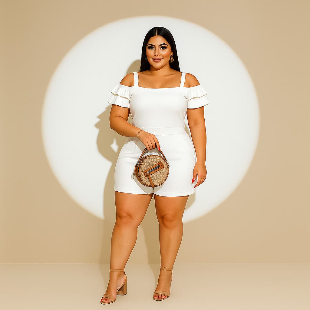 Conjunto Moda Feminina Blusa Short Moda Plus Confortavel Dia a Dia Veste Bem G GG G1(Branco,G2)
