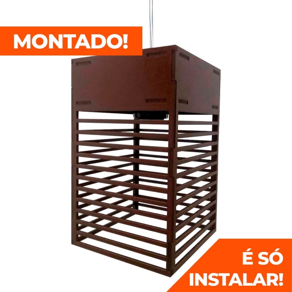 Pendente Oriental Para Sala Cozinha Escritório Bancada Área Gourmet Bivolt Montada em MDF
