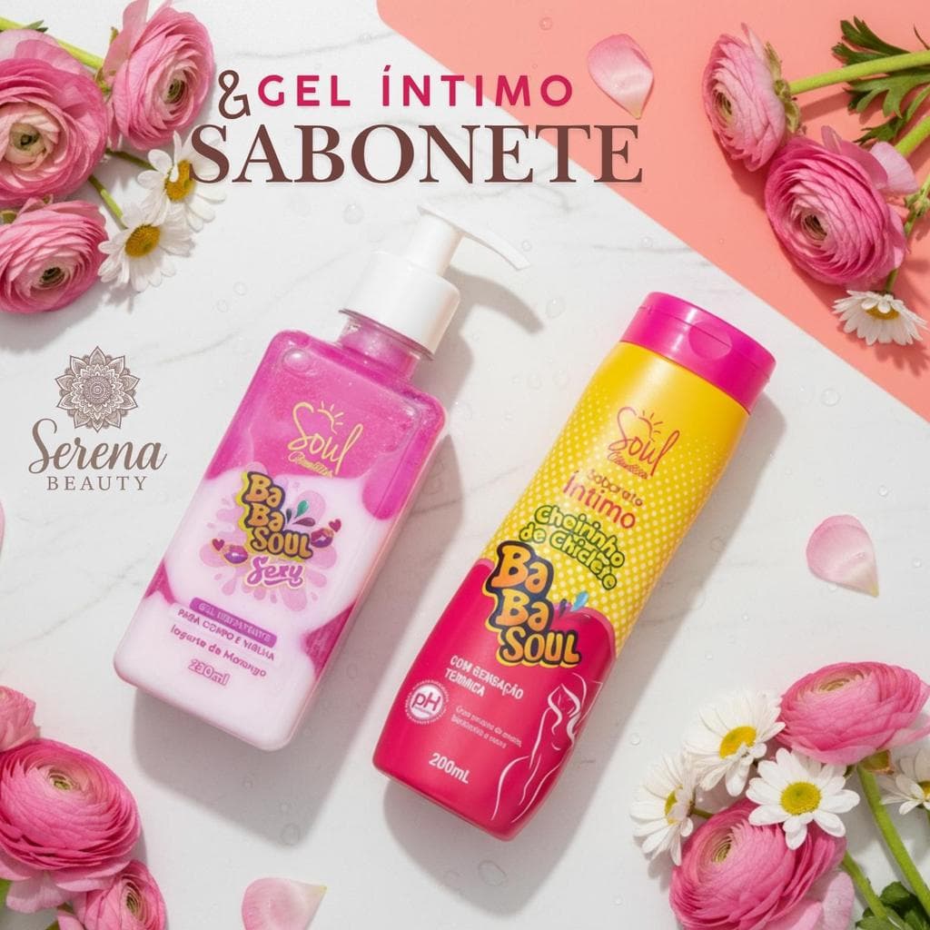 KIT ÍNTIMO 2 ITENS:  Sabonete Íntimo + Gel Hidratante Corpo e Virilha Babasoul Cheirinho de Chiclete