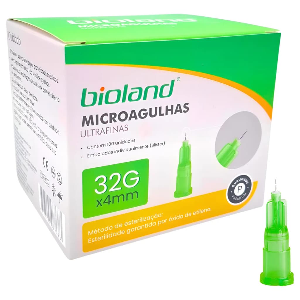 Microagulhas Ultrafina Kit 100 Unid Botox 32g/4mm Bioland