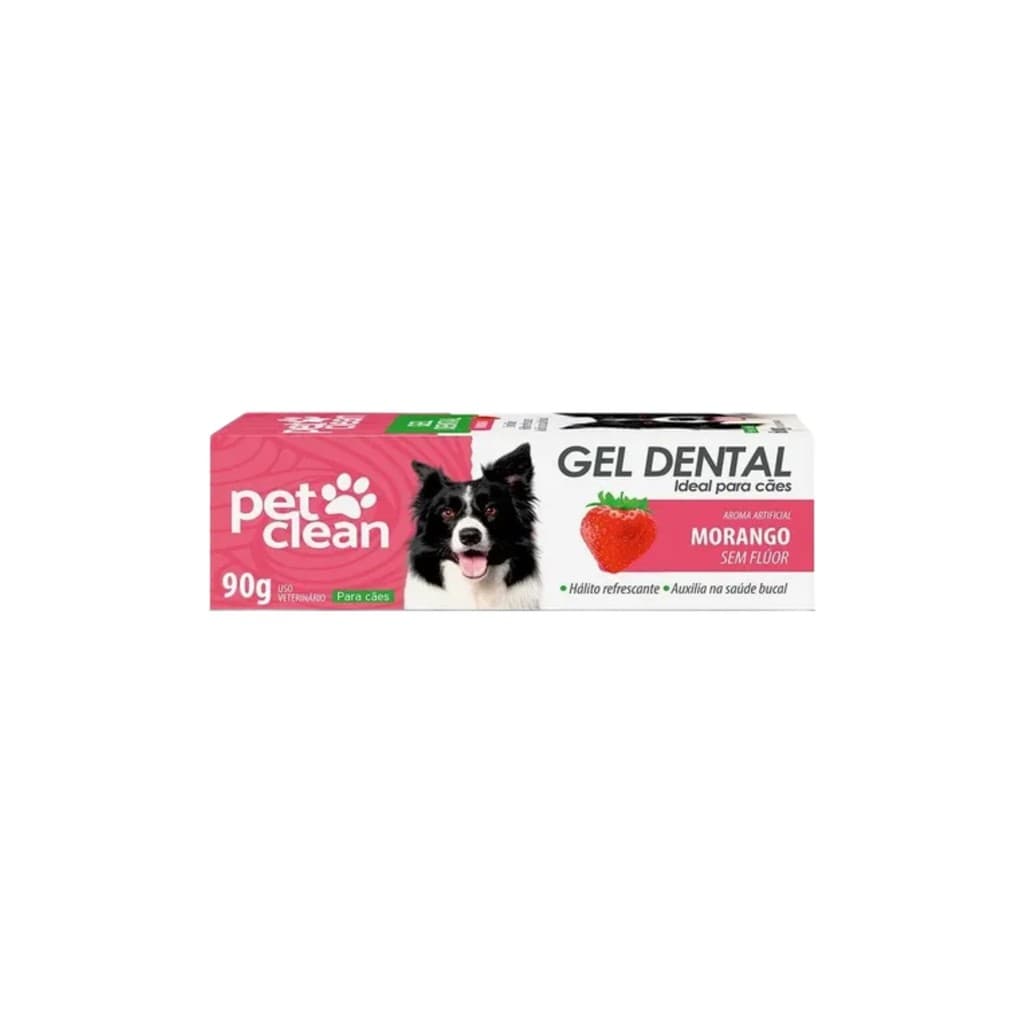 GEL DENTAL  PASTA DENTE CACHORRO E GATO SABOR MORANGO 90 G PET CLEAN