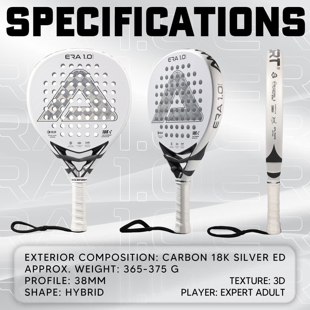 Novo estilo de placa raquete de tênis Padel raquete 18K fibra carbono profissional grau gaiola estilo praia raquete prof