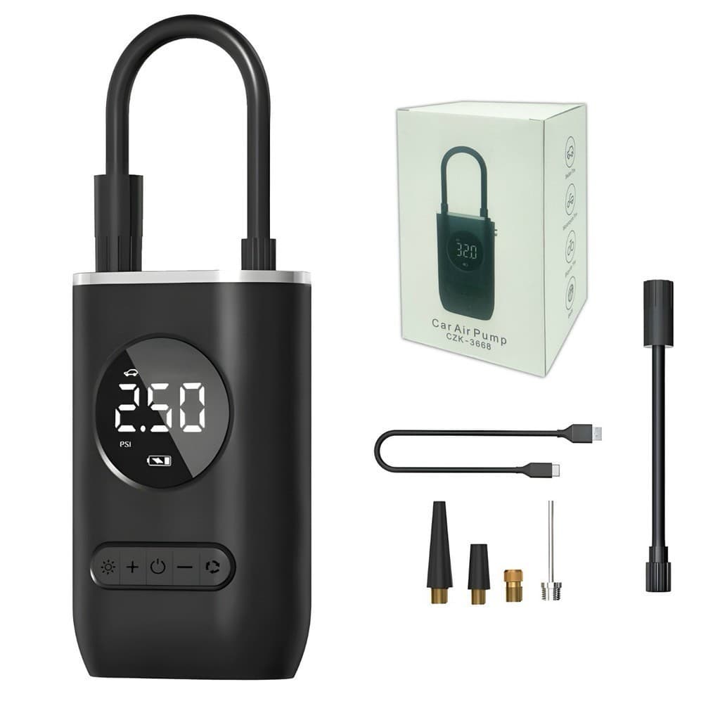 Mini Compressor de Ar Portátil Recarregável USB Medidor de Pressão para Carro Moto Bicicleta