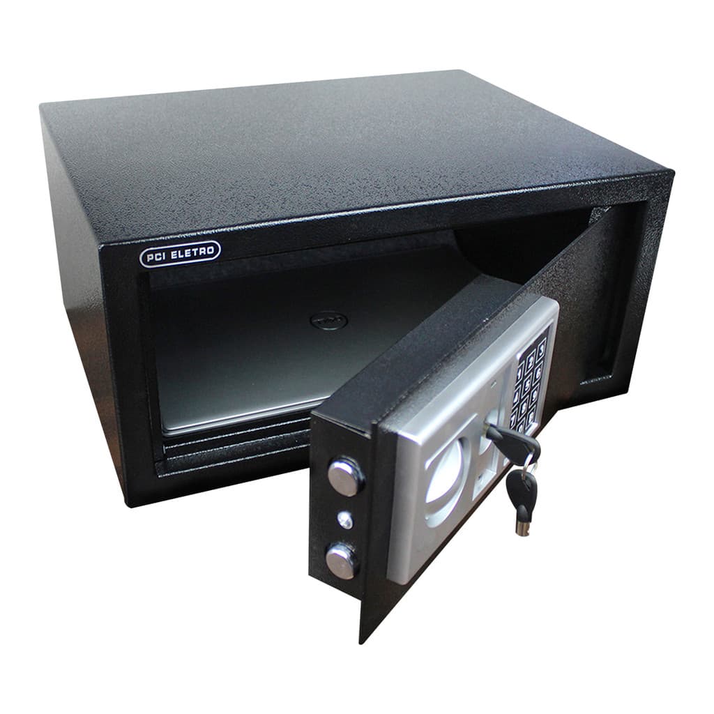 Cofre Eletrônico 43cm Digital Notebook Laptop Residência Preto Com Chaves Pci Cofres