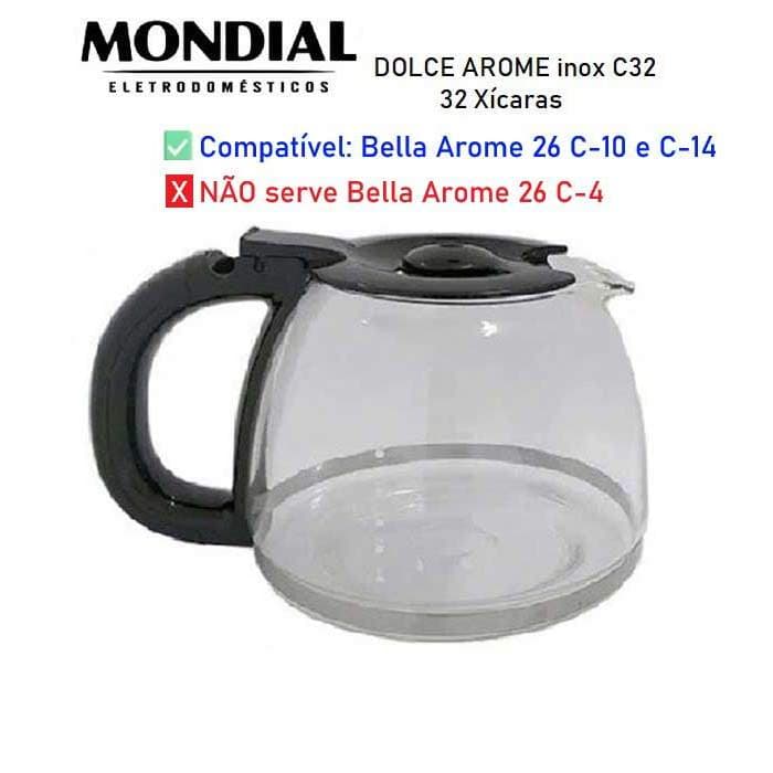 JARRA para Cafeteira MONDIAL DOLCE AROME inox C32 - 32 Xícaras  - PRETA Compatível Bella Arome 26 C-10 e C-14