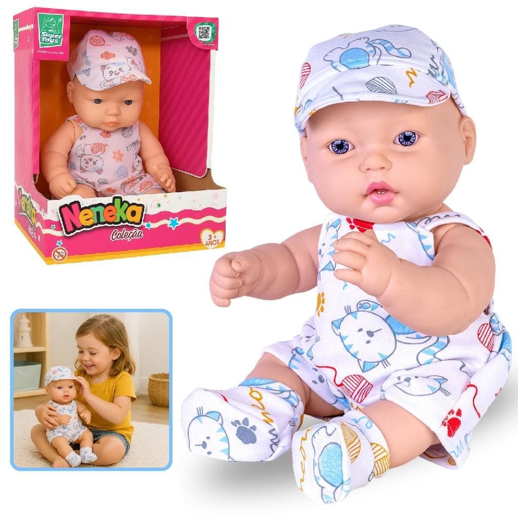 Boneco Bebê Neneco 37cm Menino Articulado Brinquedo em Vinil Macio  Super Toys
