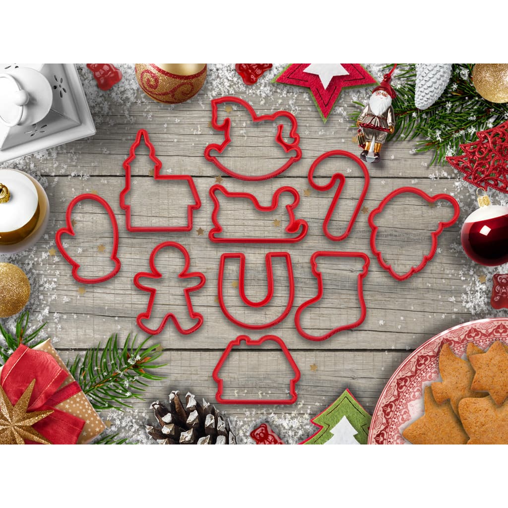 Kit 10 cortadores de biscoitos tema natal