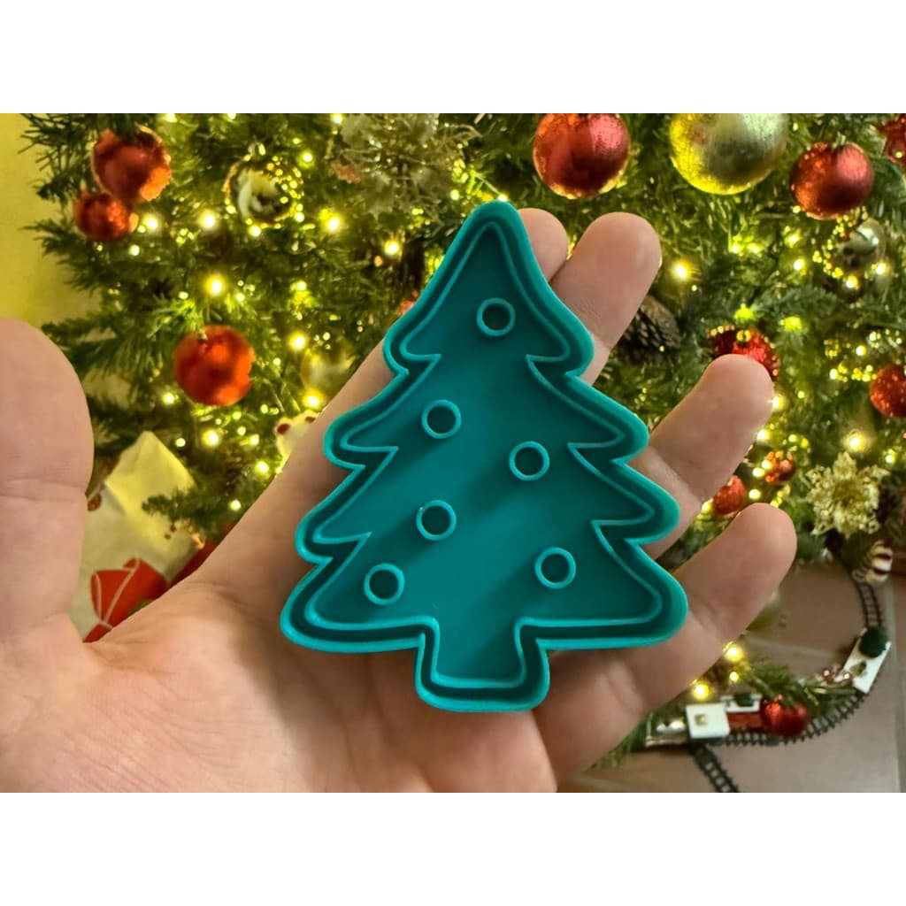 Cortador de biscoito + Carimbo arvore de Natal