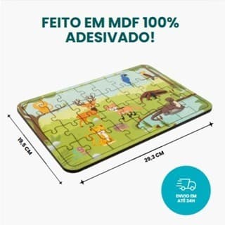 Quebra-Cabeça Educativo Pedagógico Animais Extinção Madeira