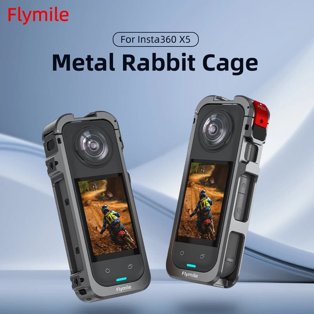 Flymile X5 Cage Metal Protetor para Insta360 X5 Acessórios Câmera Estrutura de Liga de Alumínio com Capa de Lente de Sil