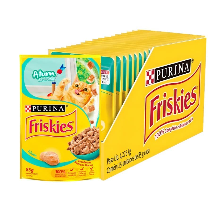 Kit 15 Ração Úmida Friskies Sachê para Gatos sabor Atum - 85g