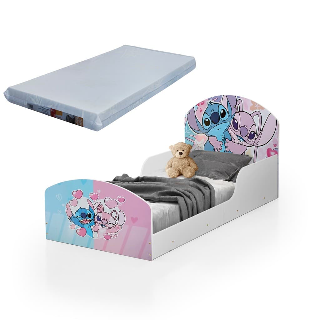 Cama Adesivada Infantil 100%Mdf Personagens Com Colchão Incluso -Stitch