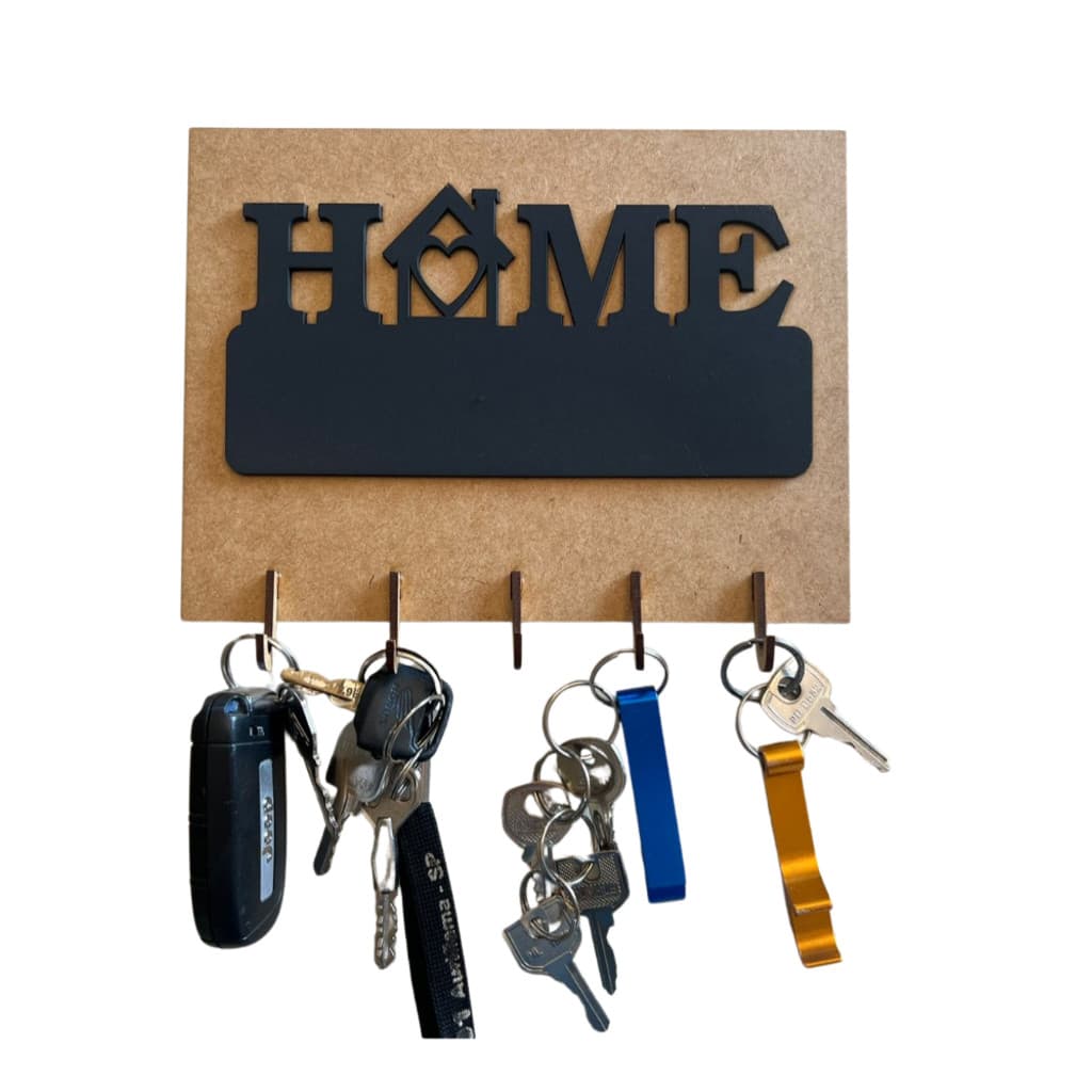 Porta Chaves Chaveiro Decorativo Para Parede 05 Ganchos Em MDF