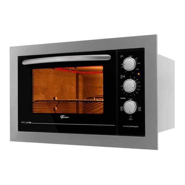 Forno Elétrico Embutir Fischer Fit Line 48 Litros Inox 127V com Grill Timer Controle Temperatura