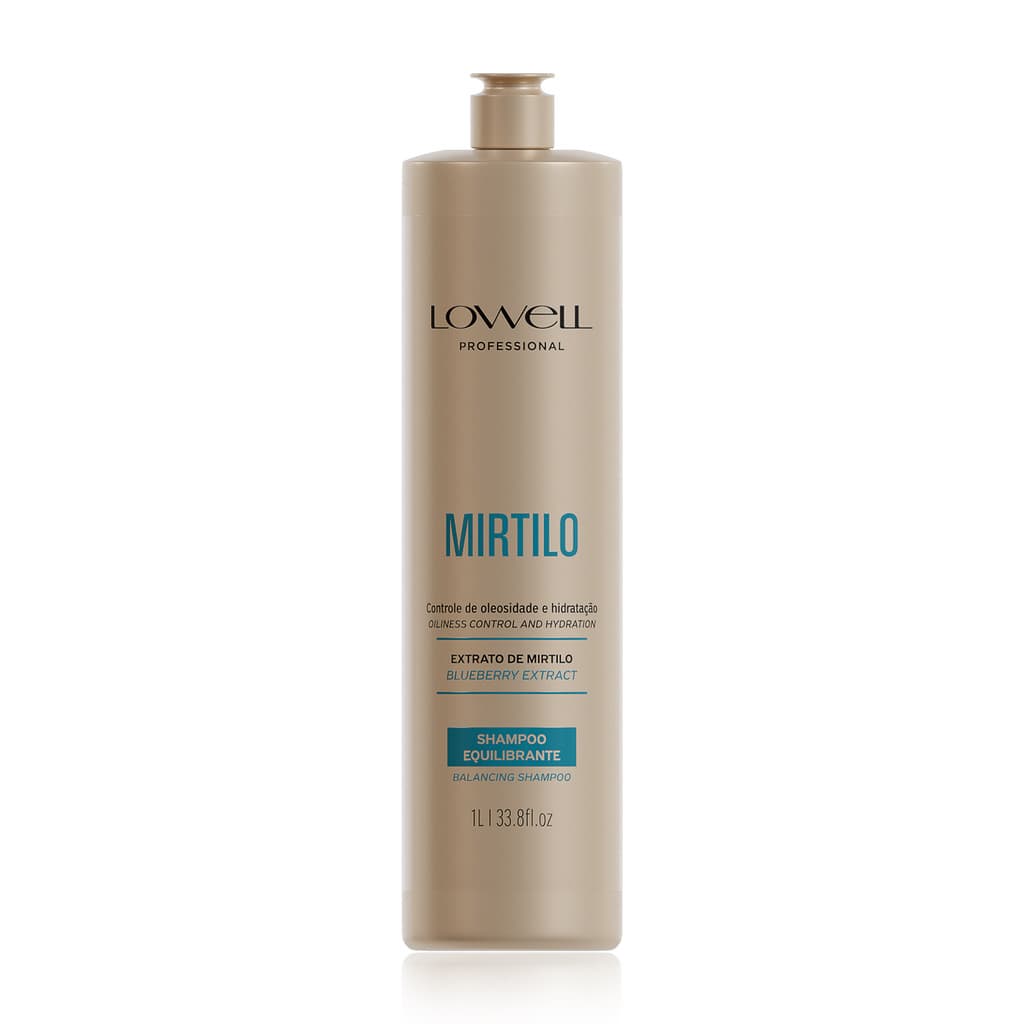Shampoo Mirtilo Equilibrante 1L Lowell Controle de Oleosidade e Brilho Natural para Cabelos
