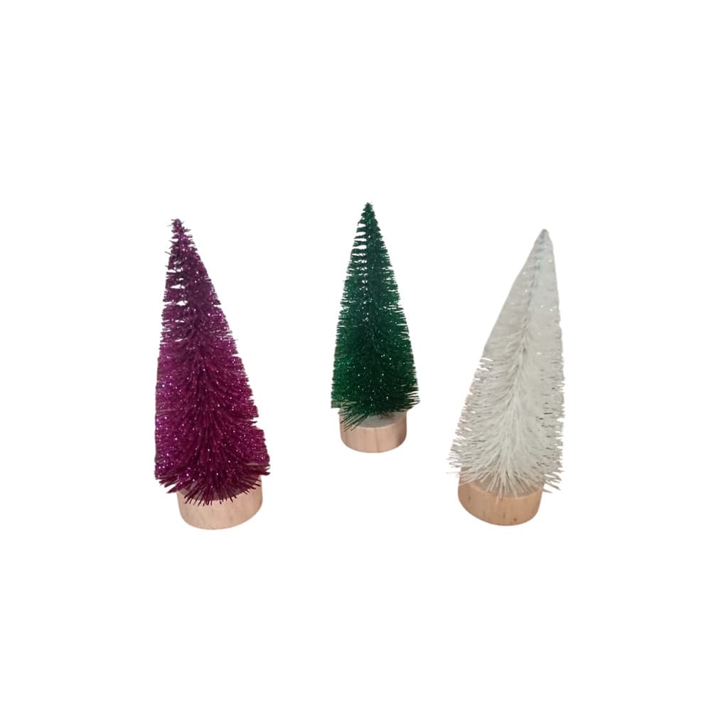 🎄 Kit 3 Mini Árvores de Natal 15cm com Glitter – Decoração Natalina / Enfeite de Mesa 🎄