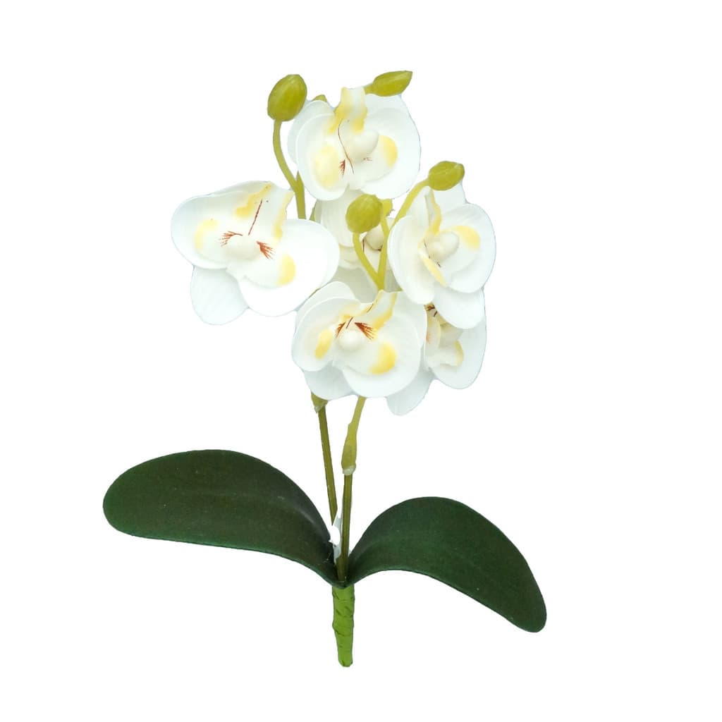 Haste Artificial de Orquídea  Branca 18cm Silicone Realista