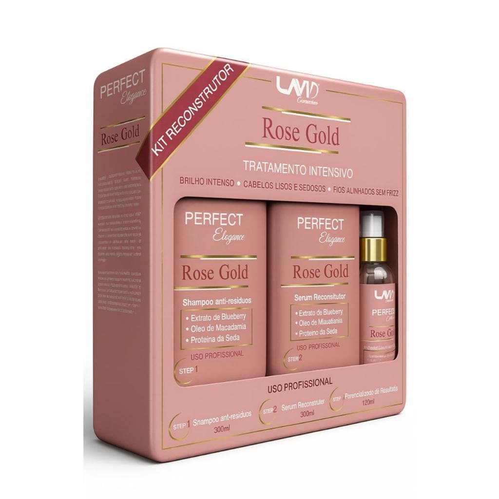 Kit Progressiva Orgânica Sem Formol Rose Gold - SH 300ml +Masc 300ml+Potencializador 120ml