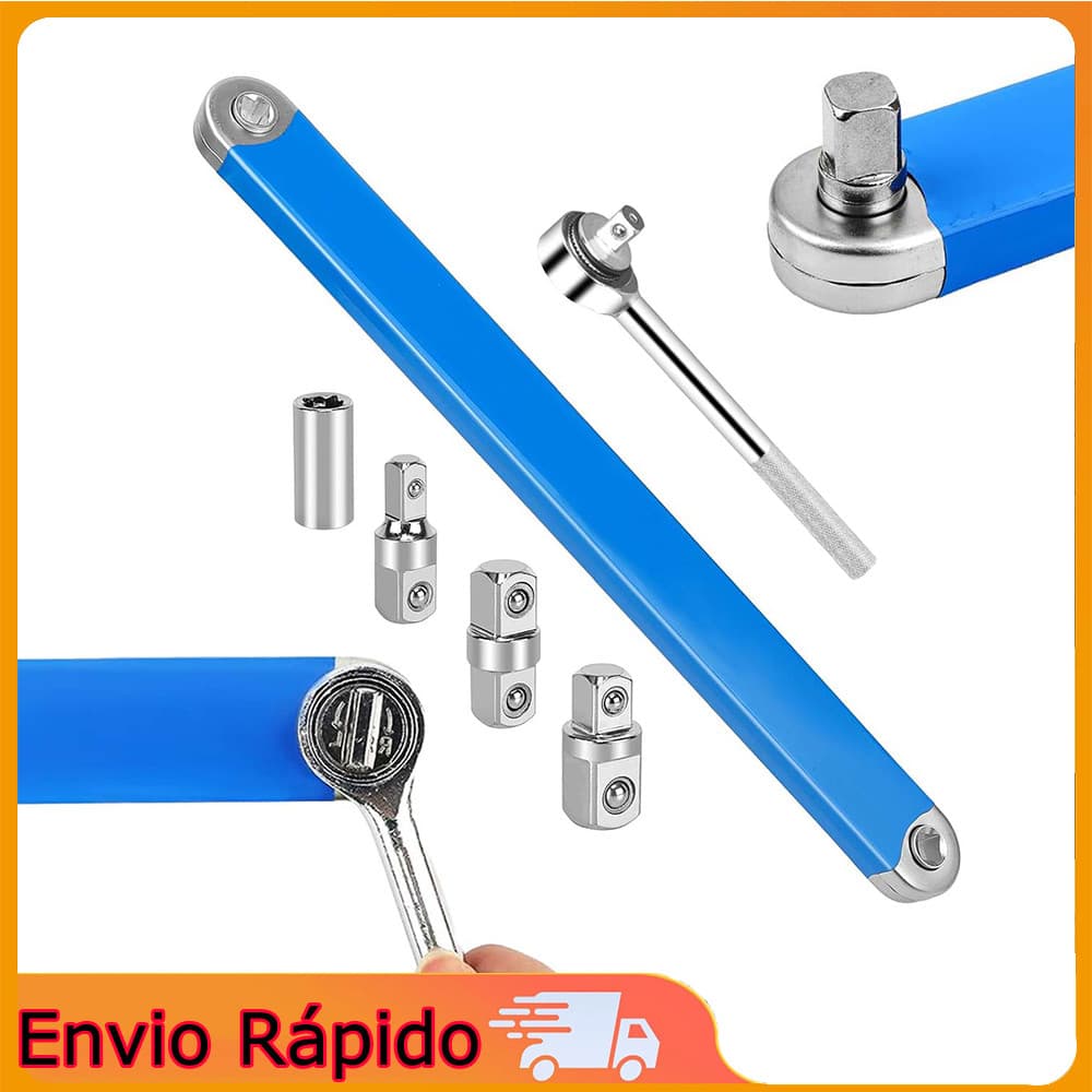 Conjunto de 6 peças de chaves de extensão (1 chave de extensão + 4 adaptadores + 1 chave de catraca) em aço 45#