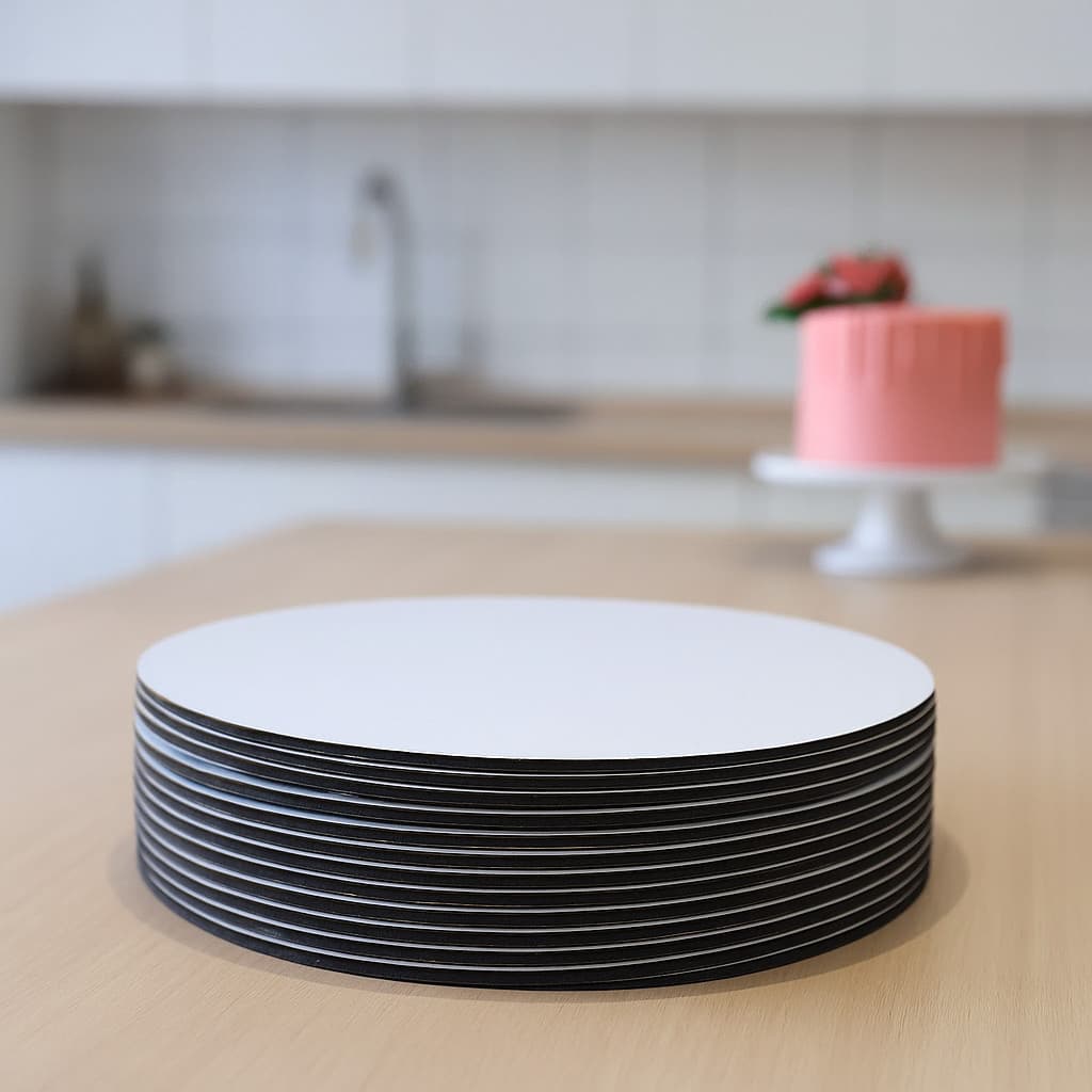 Kit 10 Cake Board 25 cm Tabuleiro de Bolo em MDF 3 mm Redondo