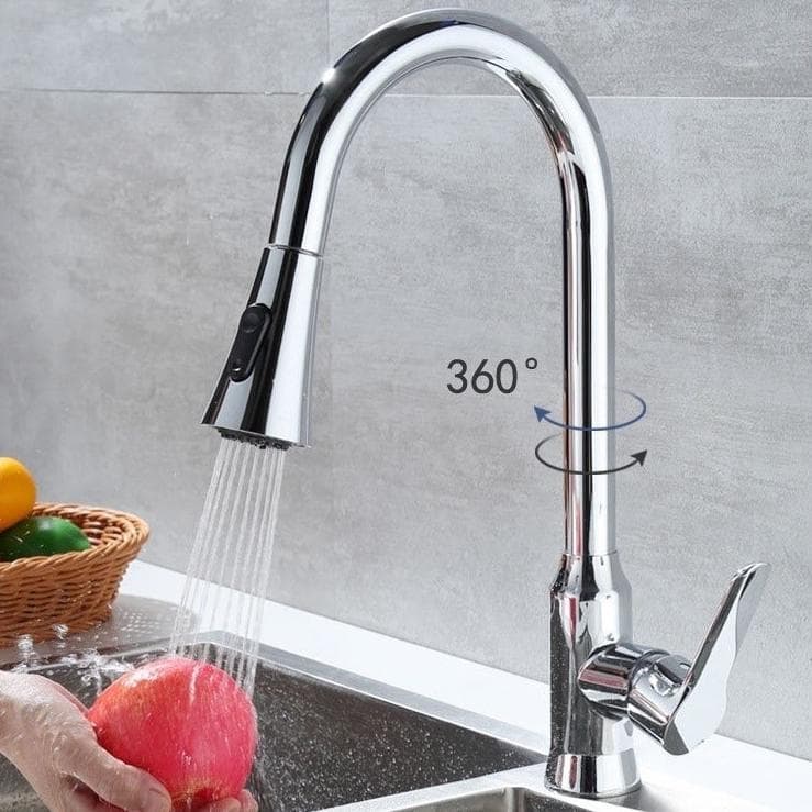 Solido Torneira de bancada Cozinha Misturador C/ Extensor 360 Escovado Aço inoxidável 304