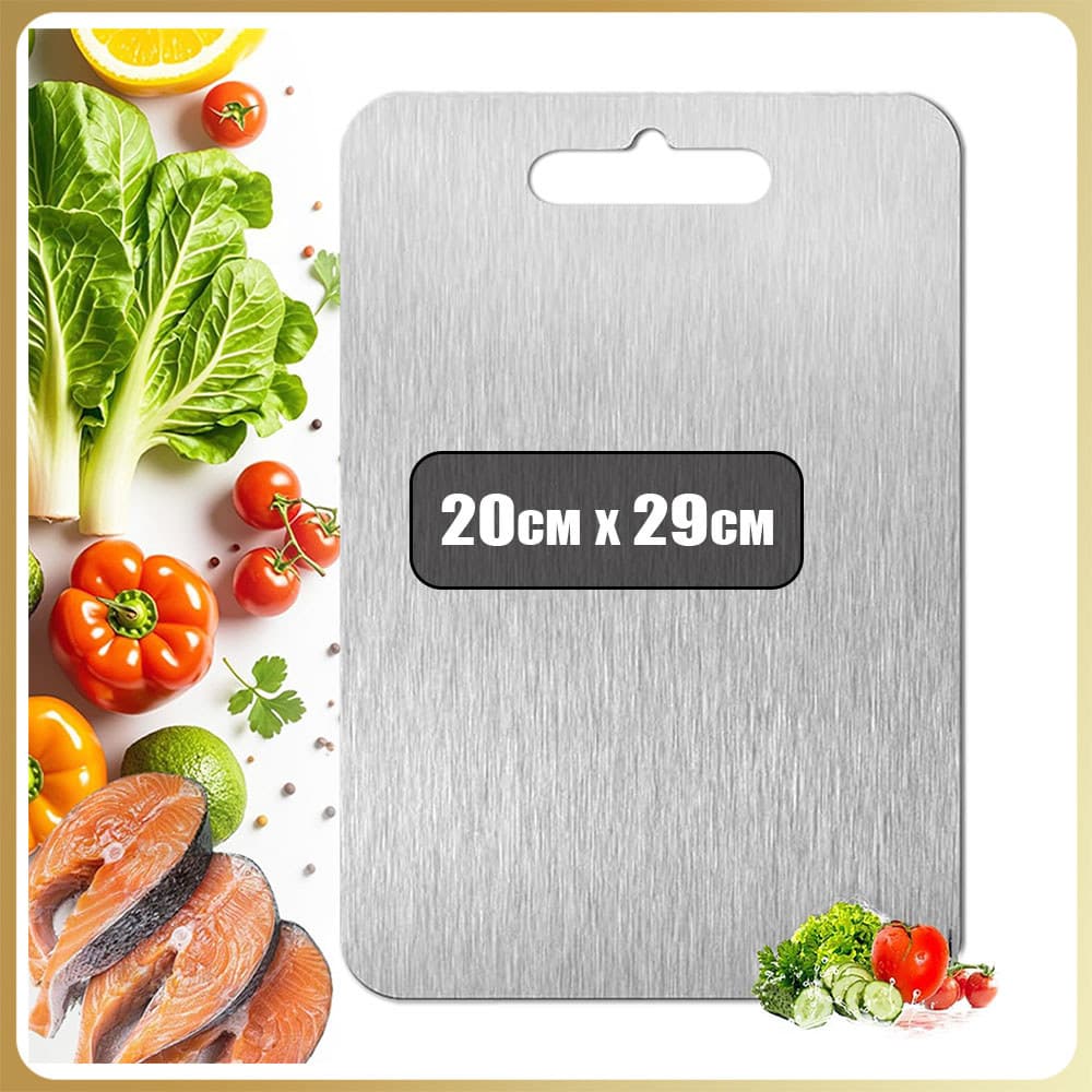 Tábua de corte dupla face em aço inoxidável Tábua de corte de cozinha para cortar carne, legumes e frutas - 20x29cm
