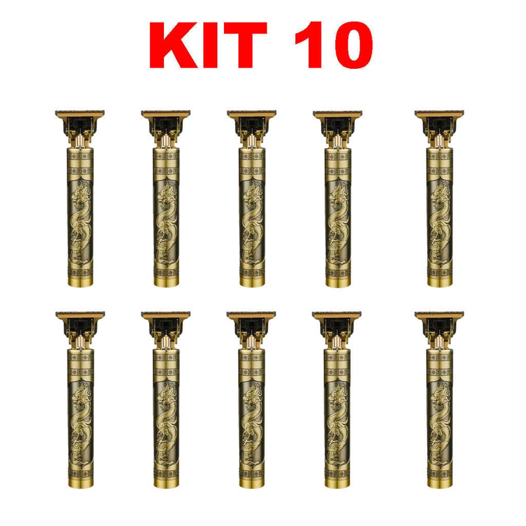 Trimmer Máquina de Acabamento Dragão Dourado sem fio profissional para cabelo e barba masculina Kit 10 yihan