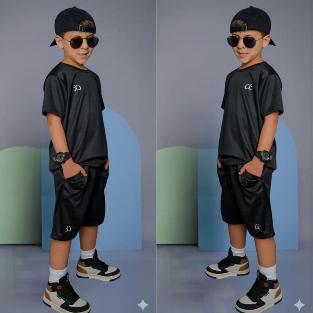 Conjunto Infantil Menino Verão Lançamento Juvenil  Bermuda e Camisa Dry Fit Veste Do 2 até 12 anos