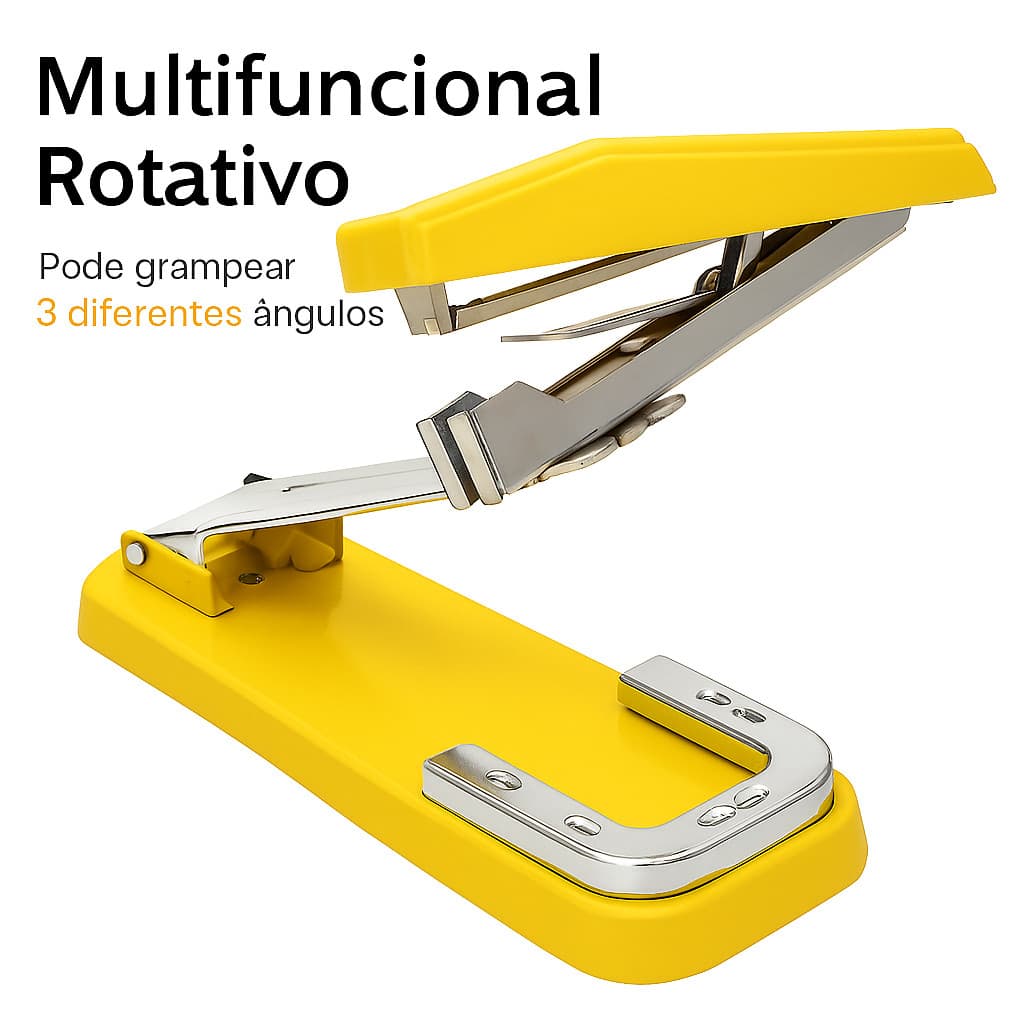Grampeador Giratório Profissional 360° – Para 20 Páginas, Compatível com Grampos 24/6 e 26/6