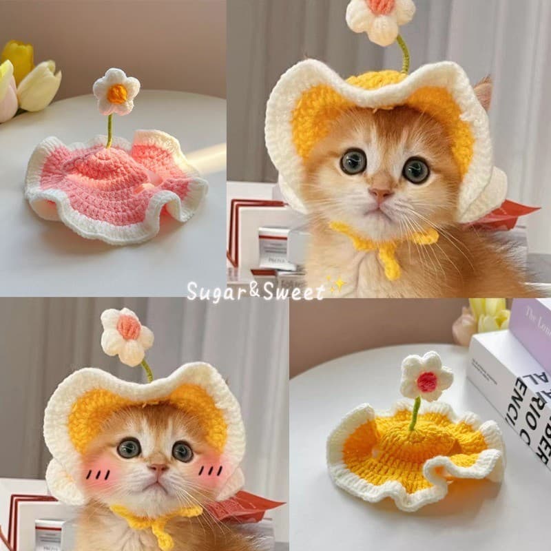 Chapéu de tricô Com Estampa Flor para Pets de estimação / Elástico / Festa Engraçada