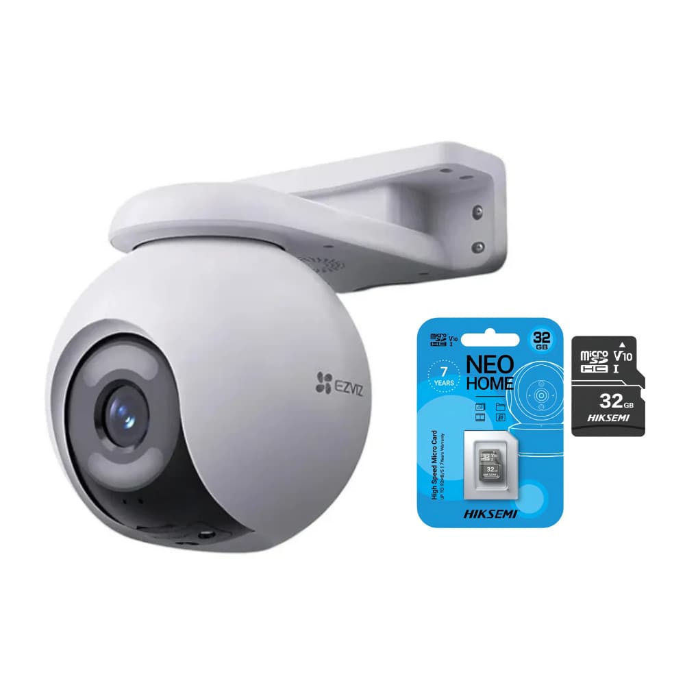 Câmera Externa Wi-Fi Ezviz H8X 2K Visão 360° + MicroSD 32GB