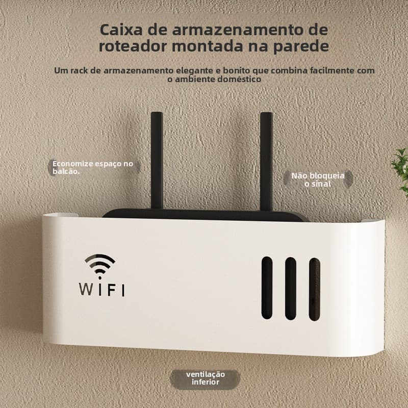Caixa de Armazenamento de Roteador Montada na Parede Suporte Sem Perfuração para Wifi Sem Fio
