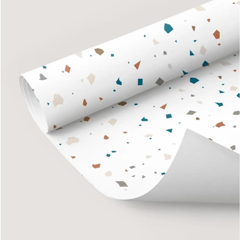 Papel De Parede Lavável Adesivo De quarto Granilite Branco Terrazo Bolinhas