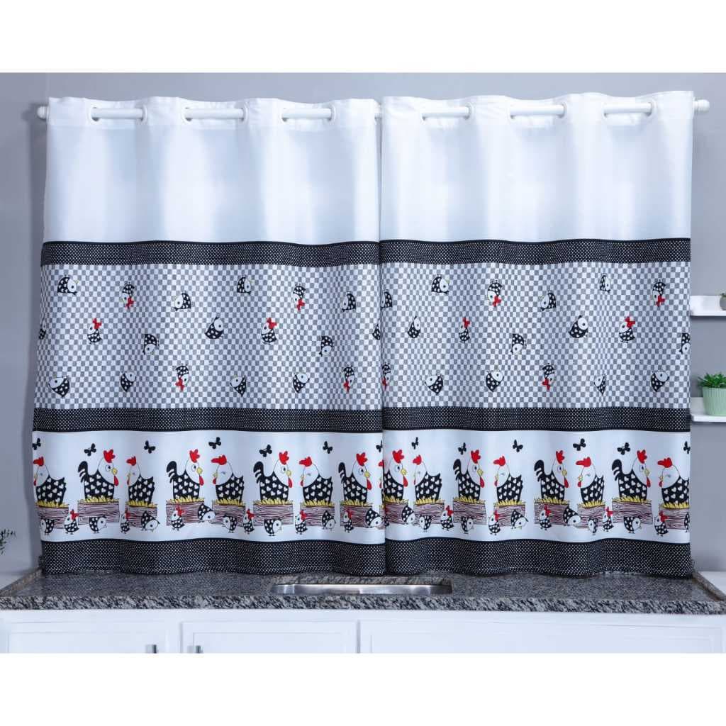 Cortina Cozinha 2,80 X 1,40 Estampada Varão Simples