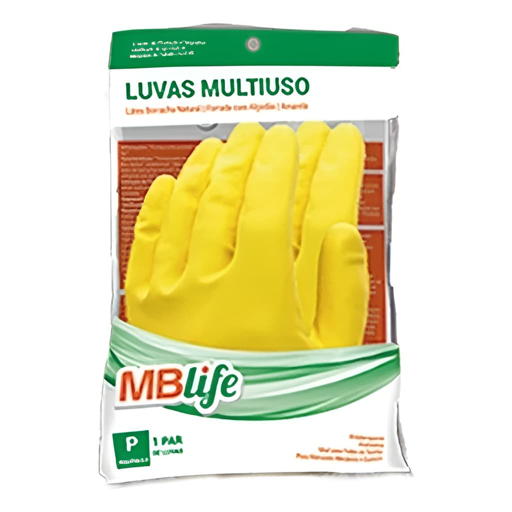 1 Par Luva Borracha Látex Amarela Multiuso Limpeza Tamanho G