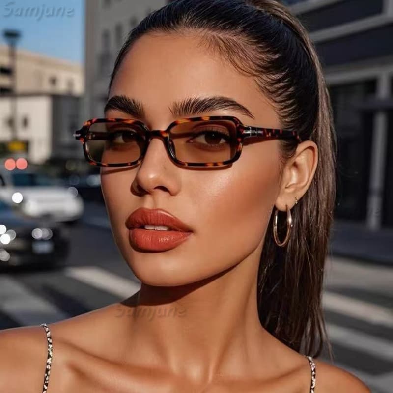 Óculos De Sol De Armação Pequena Com Estampa De Leopardo Da Moda UV400