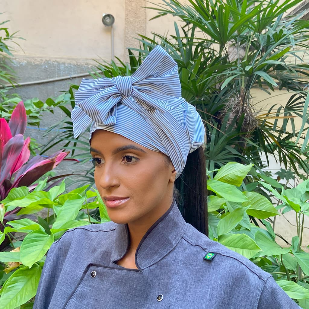 Bandana Faixa Turbante Listrada Verde Cozinha Chefe Atendimento
