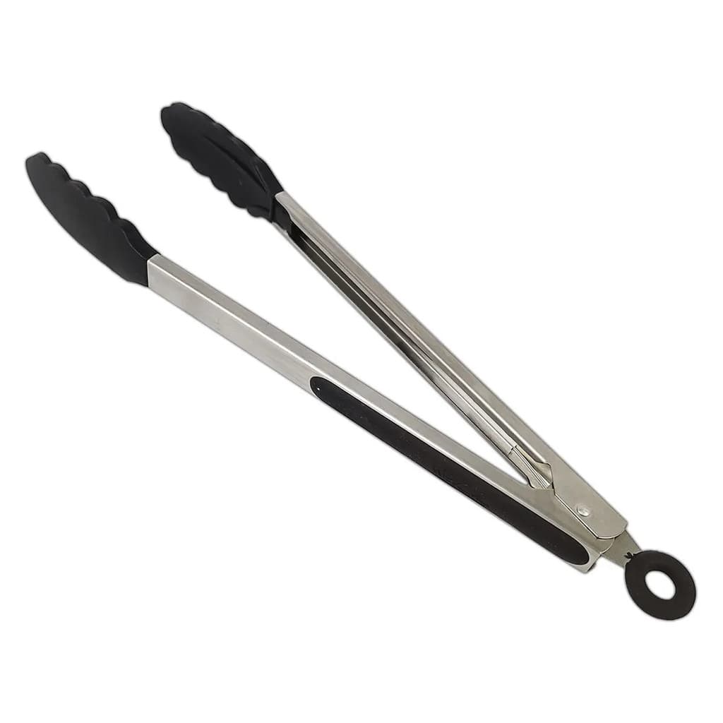 Pegador Multiuso Silicone Inox 35cm Cabo Antiaderente Preto