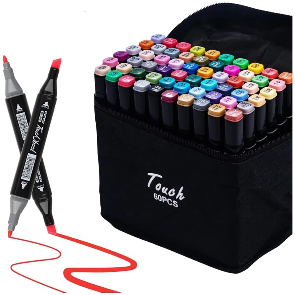 Kit Canetinha estojo Marcadoras com 60 Cores canetinhas