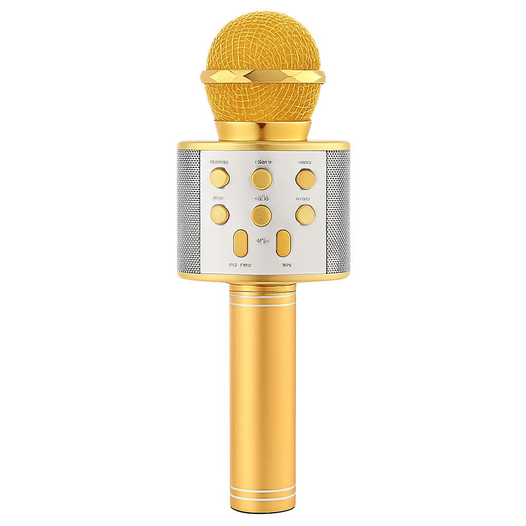 Microfone Infantil Bluetooth Portátil com Mixer e Eco Recarregável Cor Dourado