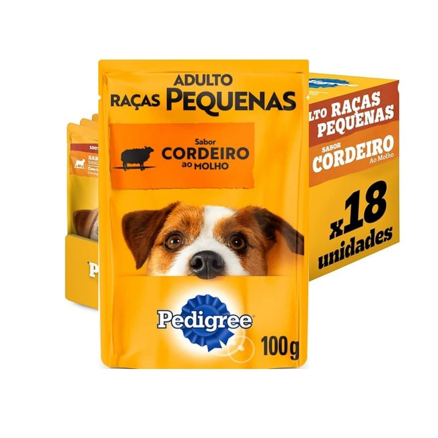 Kit 18 Ração Úmida Pedigree Sachê Cães Adultos de Raças Pequenas Cordeiro ao Molho - 100g