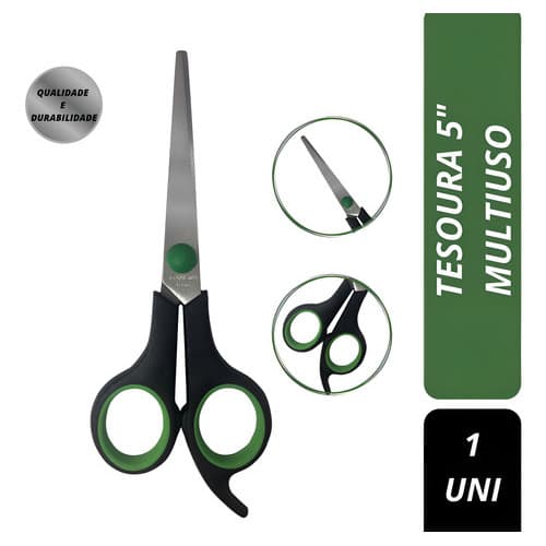 Tesoura Multiuso Escolar 5 Papel Plástico Borracha Full