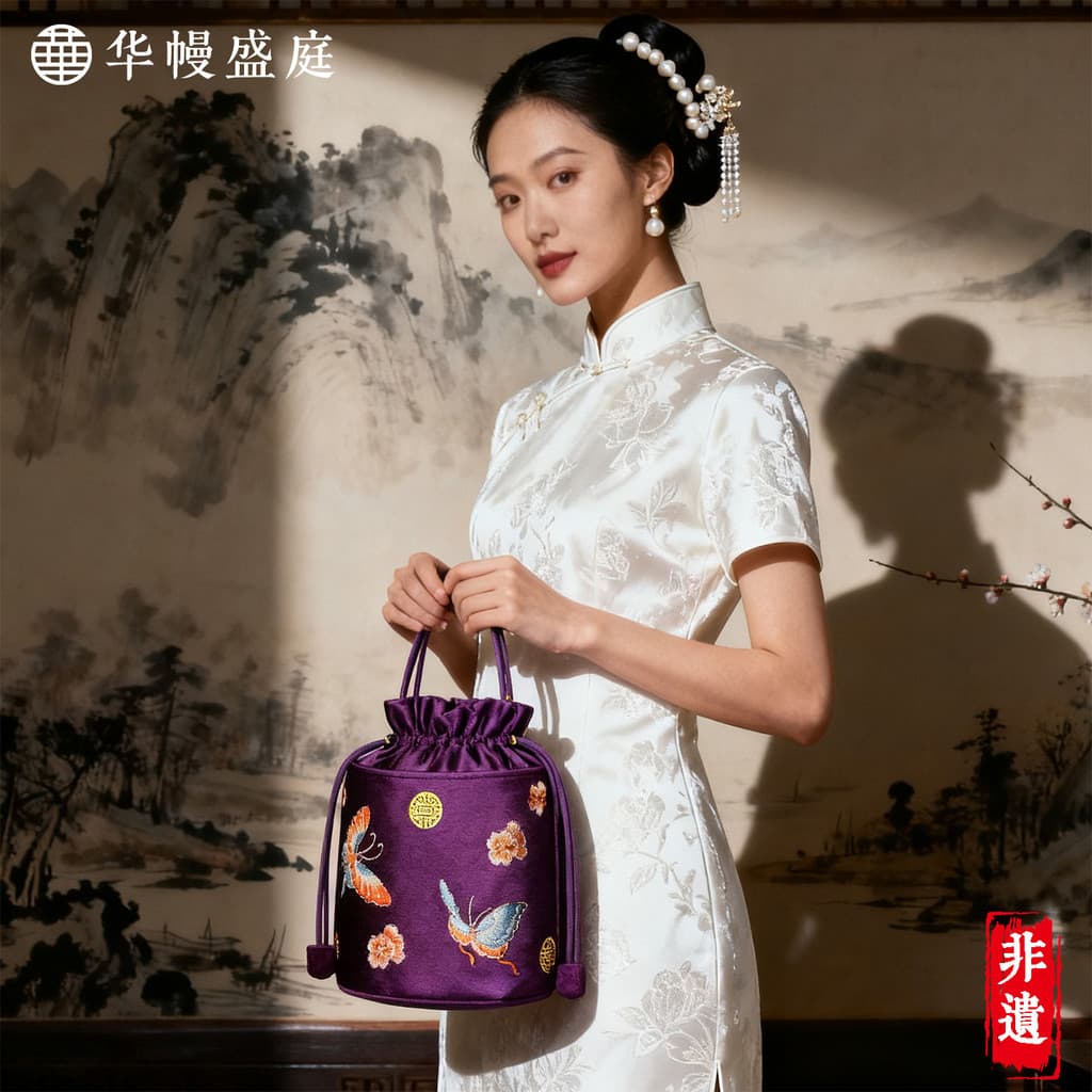 Huamanu Shengting estilo chinês bolsa bordada novo estilo chinês bolsa senhoras High-End balde bolsa de ombro