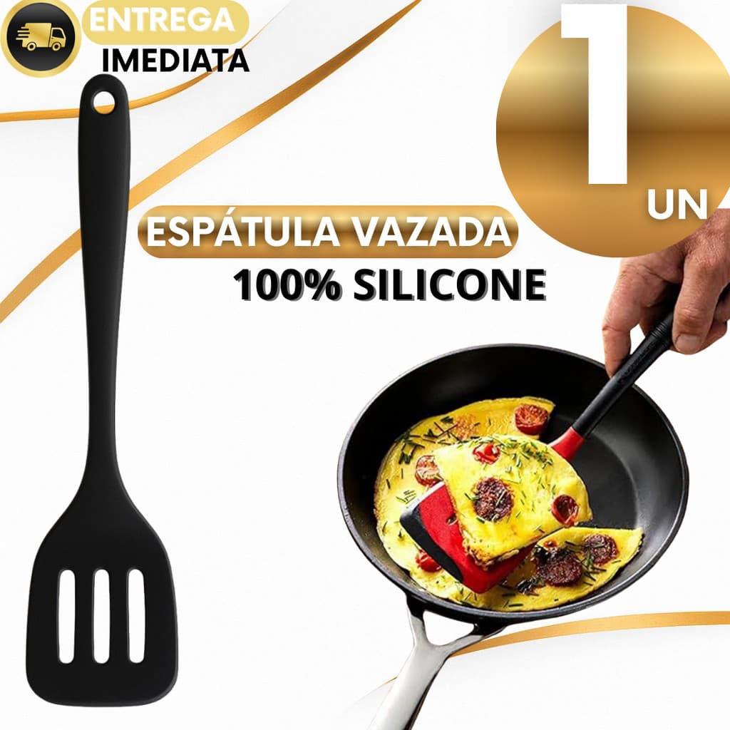 Espátula Chapeiro de Silicone Vazada Fritura Ovos Panquecas Peixes