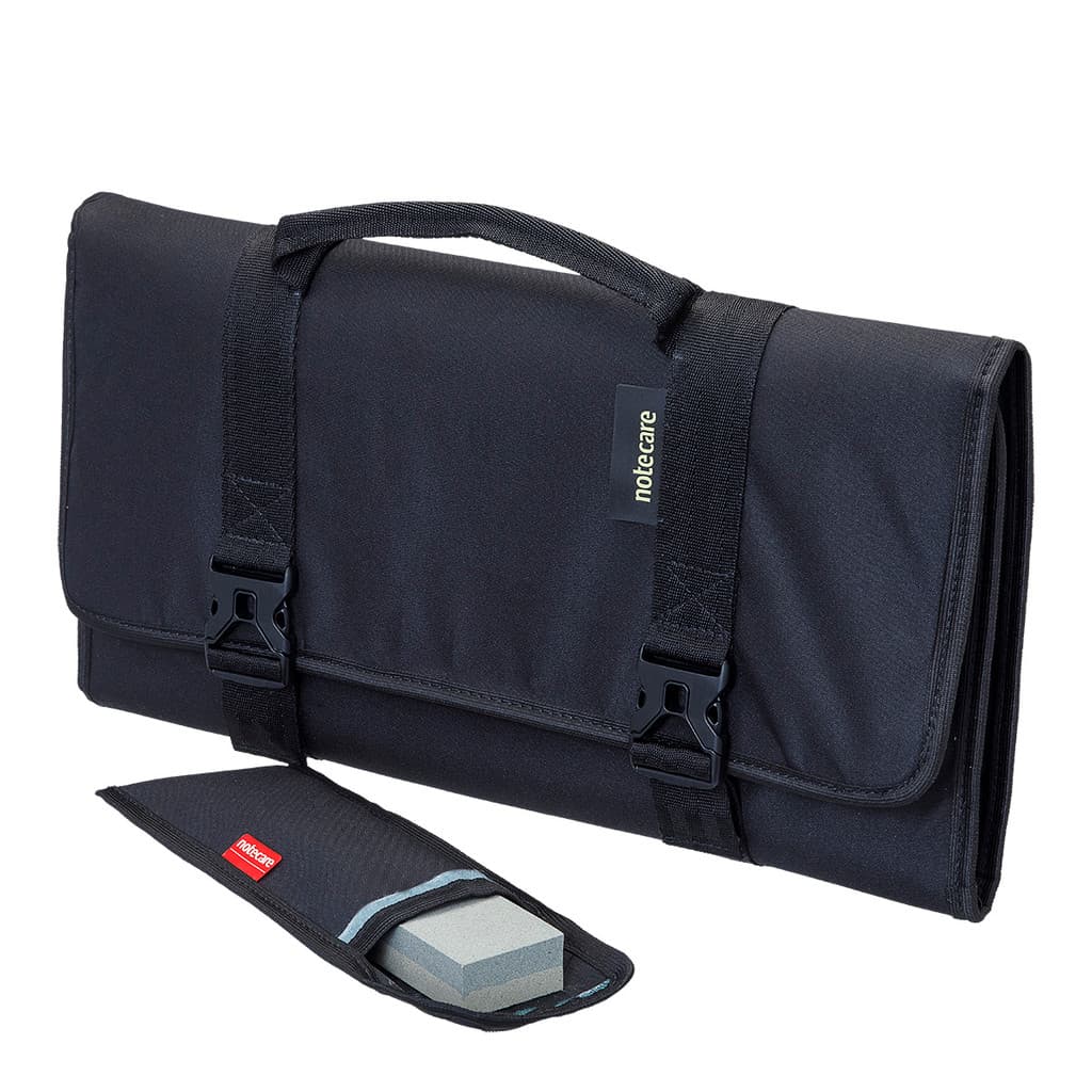 Estojo Porta Facas Knifetech da Notecare para 6 Facas e Chaira com Estojo para Pedra de Afiar - Chef Churrasco Sushiman